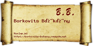 Borkovits Bökény névjegykártya